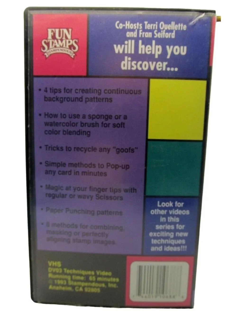 Techniques of Stamping  Fun Stamps Stampendous Video 3 (VHS, 1993)